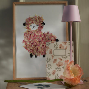 Herbarium Sheep frame Light wood - Pink or Multico