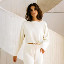 Sweat en Coton bio nid d'abeille Ecru