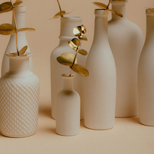 Eucalyptus en laiton et son Vase en porcelaine - Petit