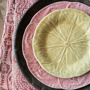 Ceramic Dessert Plate - Pink, Yellow