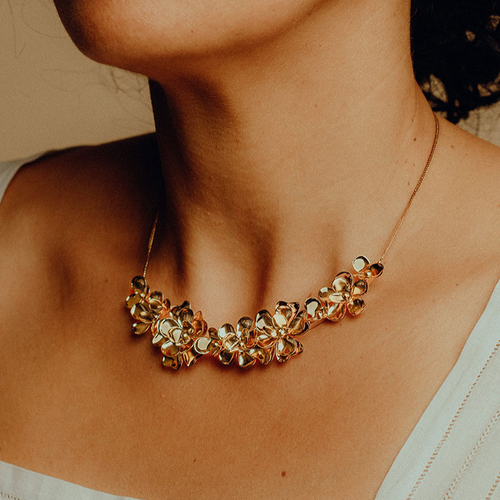 Gold Bouquet Choker Necklace