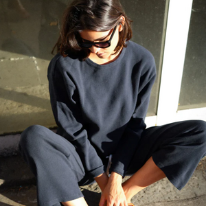Sweat en Coton bio nid d'abeille Ardoise