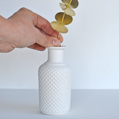 Brass Eucalyptus and Porcelain Vase - Medium