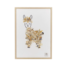 Herbier Lama cadre Bois clair Jaune