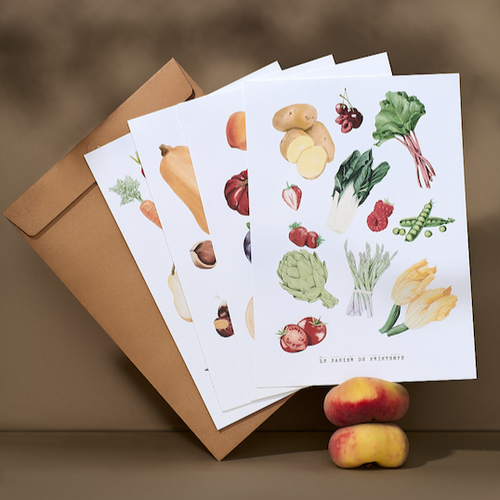 Colorful Seasonal Fruits & Vegetables Posters