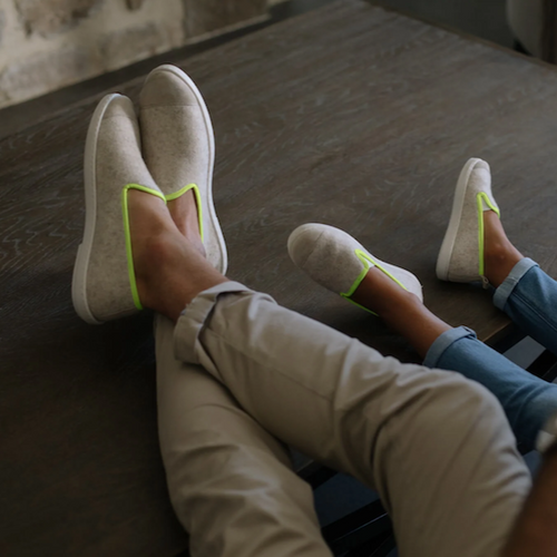 Men's Recycled Wool Slippers - Neon Beige